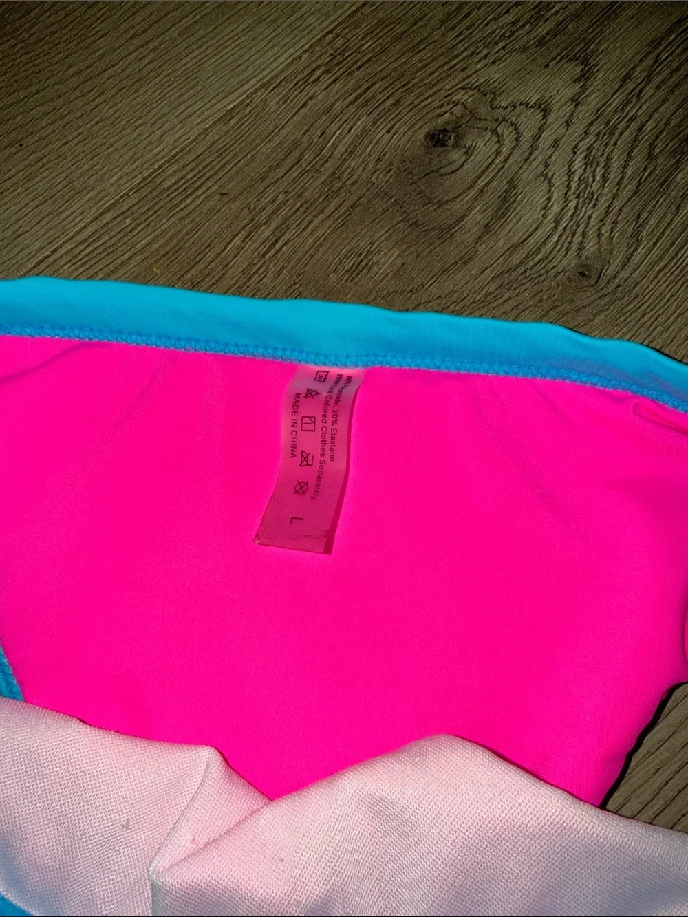 SHEIN Hot Pink Bikini Bottom with Turquoise Trim